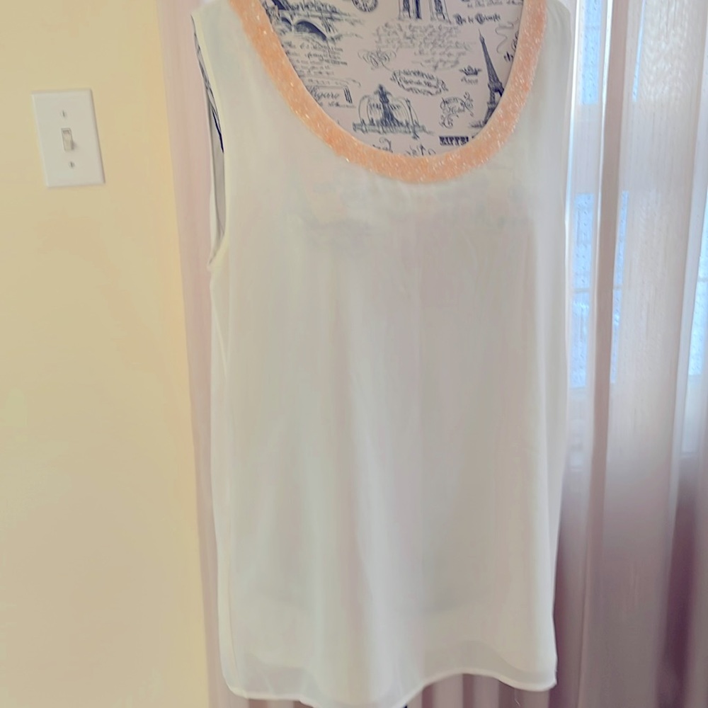 Anne Taylor sleeveless top. Sequin scoop neckline